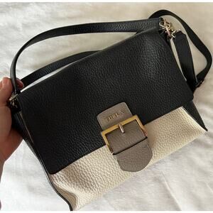 Furla Bag Black Cream Color Genuine Leather